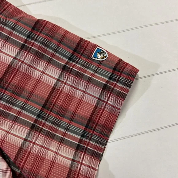 Kuhl mens L Large red plaid Eluxor short sleeve performance button up shirt EUC - Picture 3 of 5